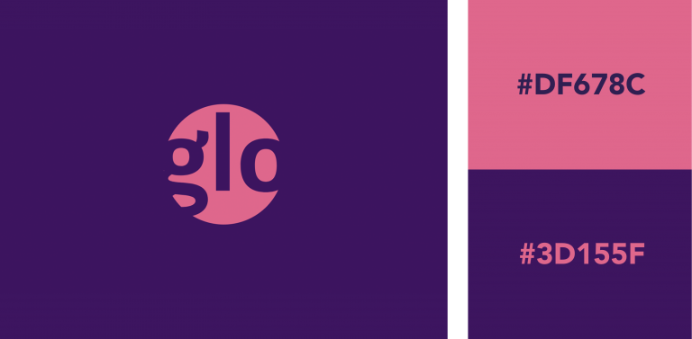 Logo với màu tím và màu hồng