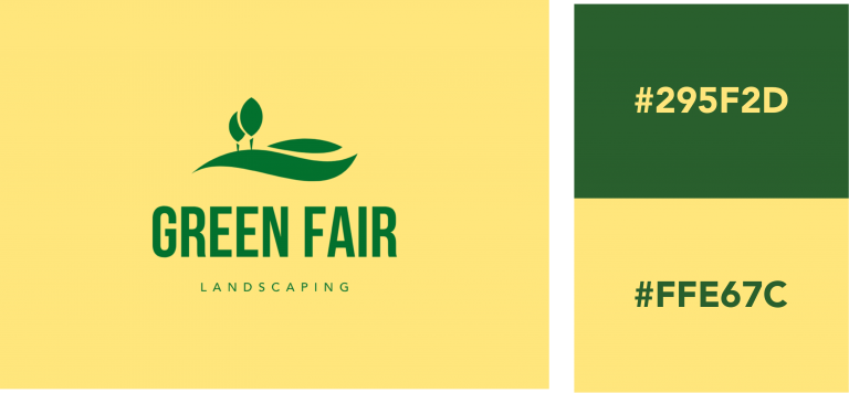 Logo với màu vàng và xanh lá cây